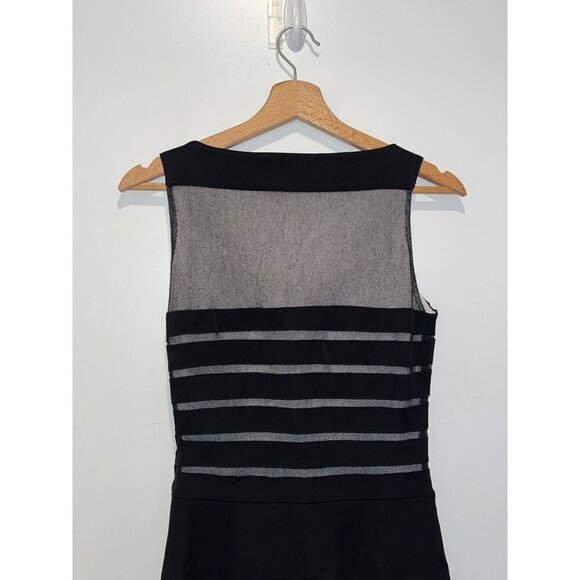 Reiss Black Sleeveless Stretch Mesh & Stripe Women's Bodycon Dress Size 2 - Picture 6 of 9